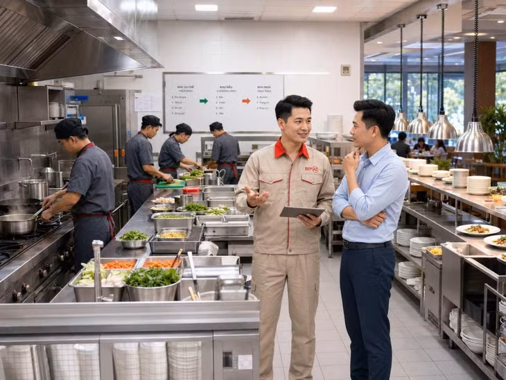 Hiệu quả của khu bếp phụ thuộc vào sự đồng bộ giữa các công đoạn, không chỉ vào công suất của từng thiết bị.