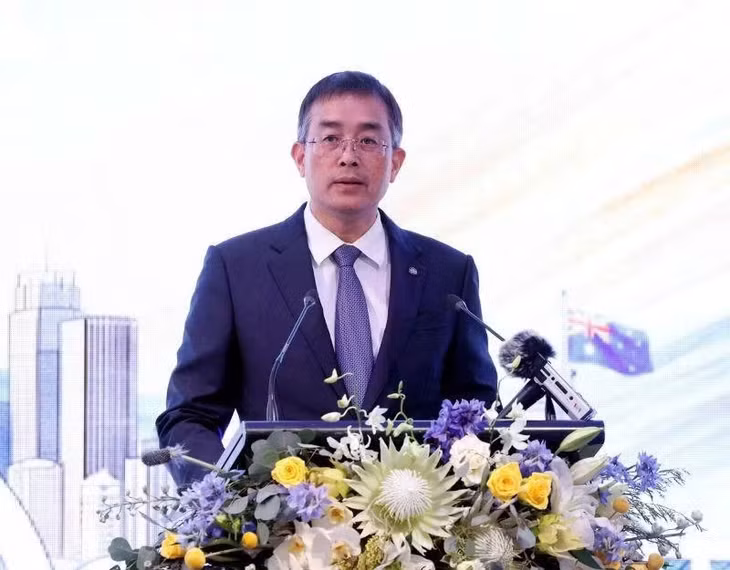 Ông Đặng Ngọc Hòa, Chủ tịch Hội đồng quản trị Vietnam Airlines phát biểu tại lễ kỷ niệm. (Ảnh: Nam Việt)