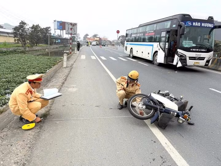 Hiện trường một vụ tai nạn giao thông.