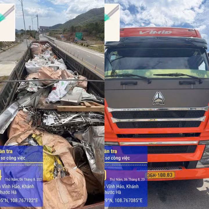 Chiếc xe được cho là làm rơi vãi vật sắc nhọn trên cao tốc.