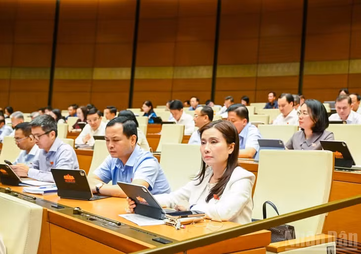 Quốc hội thảo luận tại hội trường. (Ảnh: DUY LINH)
