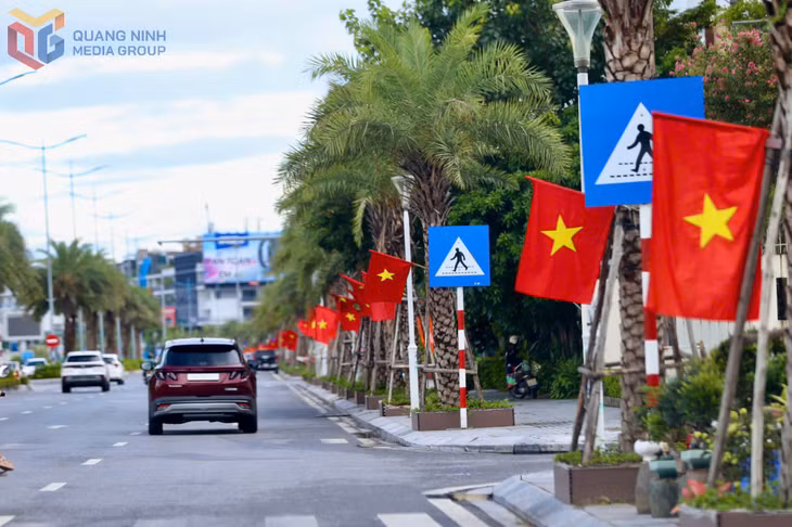 Sắc cờ Tổ quốc rực đỏ các tuyến phố.