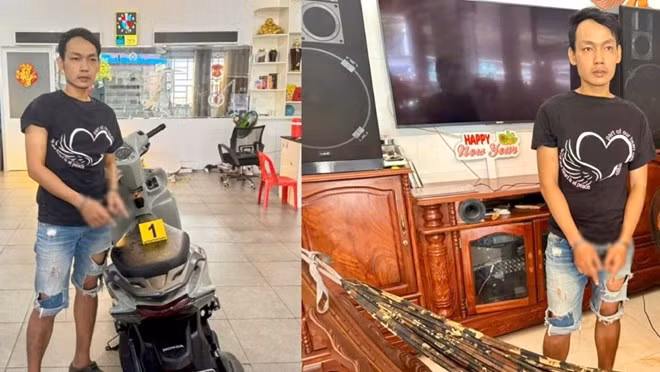 Công an tỉnh An Giang đang tạm giữ hình sự đối tượng A Rit để điều tra về hành vi trộm cắp tài sản. Ảnh: CACC