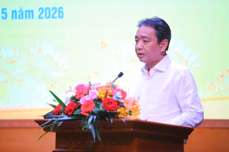 Đồng chí Hoàng Đạo Cương, Thứ trưởng Bộ Văn hoá, Thể thao và Du lịch, Trưởng Ban Chỉ đạo xây dựng Hồ sơ, phát biểu tại hội nghị.