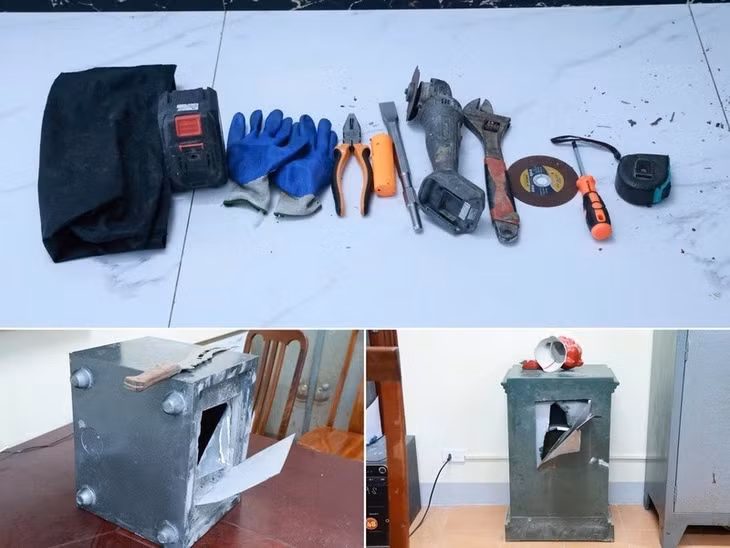 Công cụ mà đối tượng sử dụng để phá két sắt thực hiện hành vi trộm cắp tài sản. Ảnh: Công an Lạng Sơn