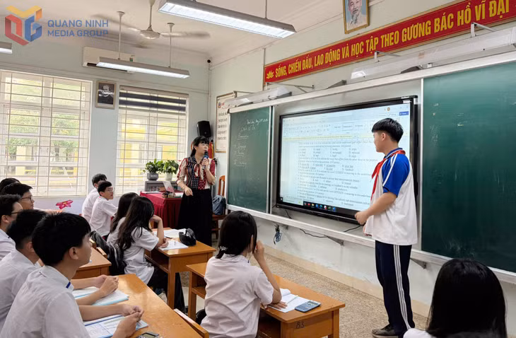Tiết học tiếng Anh của lớp 9A3, Trường THCS Chu Văn An (phường Cẩm Phả).