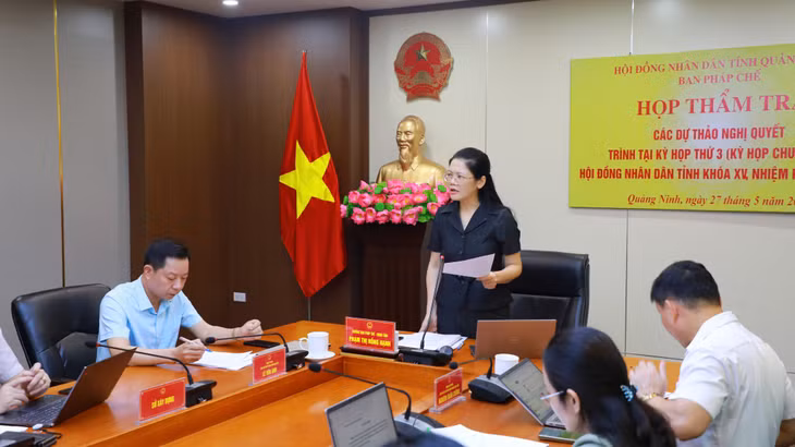 Đồng chí Phạm Thị Hồng Hạnh, Trưởng Ban Pháp chế HĐND tỉnh phát biểu kết luận cuộc họp.