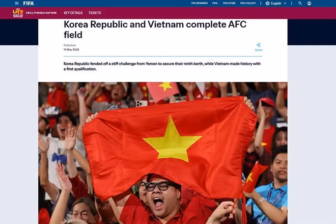 FIFA chúc mừng U17 Việt Nam lần đầu giành vé dự U17 World Cup 2026. Ảnh: CMH