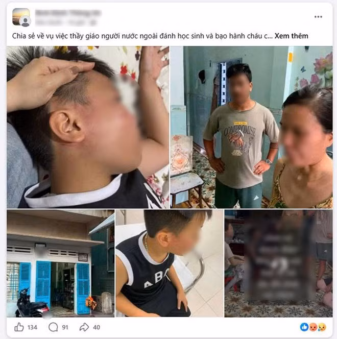 Vụ giáo viên người nước ngoài tát học sinh lớp 4 cũng được lan truyền trên mạng xã hội. Ảnh chụp màn hình