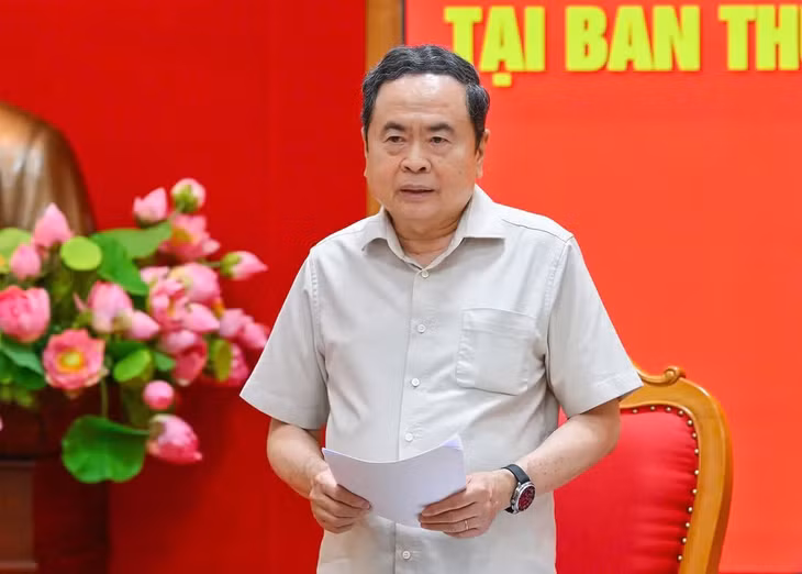 Phát biểu kết luận hội nghị, Chủ tịch Quốc hội Trần Thanh Mẫn ghi nhận các ý kiến đóng góp trách nhiệm, sát thực tế. (Ảnh: THỦY NGUYÊN)