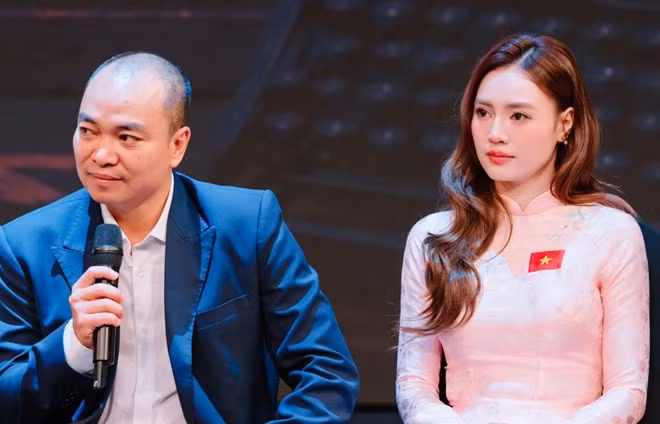 Ninh Dương Lan Ngọc và đạo diễn Trần Ka My trong buổi công bố dự án phim "Mật mã Đông Dương". Ảnh: Nhà sản xuất