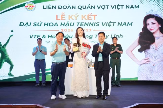 Hoa hậu Lương Thùy Linh làm đại sứ tennis Việt Nam trong thời gian tới. Ảnh: VTF