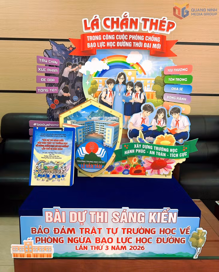 Mô hình đoạt giải Nhất cấp tỉnh Cuộc thi "Sáng kiến đảm bảo trật tự trường học về phòng ngừa bạo lực học đường lần thứ 3 năm 2026" của Liên đội trường THCS Lê Văn Tám.