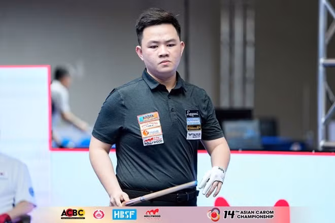 Bao Phương Vinh thi đấu ấn tượng tại giải vô địch carom châu Á 2026 trên sân nhà. Ảnh: Phong Lê