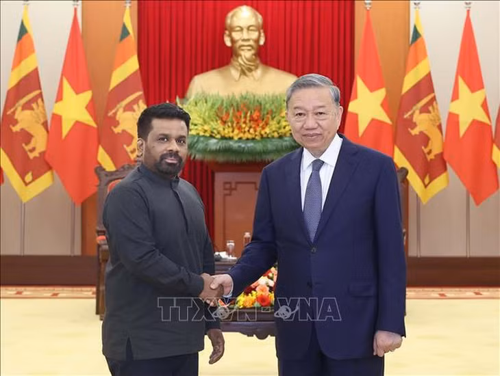 Tổng Bí thư Tô Lâm tiếp Tổng thống Sri Lanka Anura Kumara Dissanayaka - Ảnh: TTXVN
