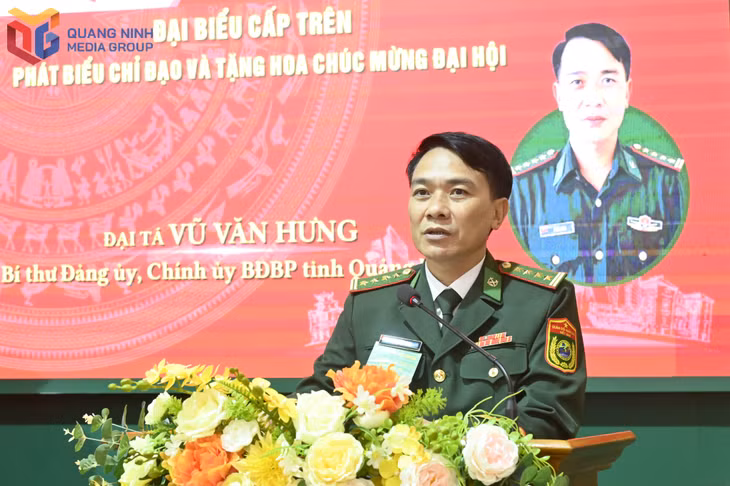 Đại tá Vũ Văn Hưng, Bí thư Đảng ủy, Chính ủy BĐBP tỉnh chỉ đạo Đại hội. 