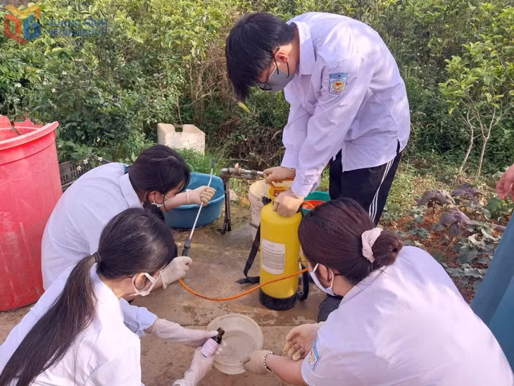 Nhóm tác giả tiến hành thử nghiệm chế phẩm.