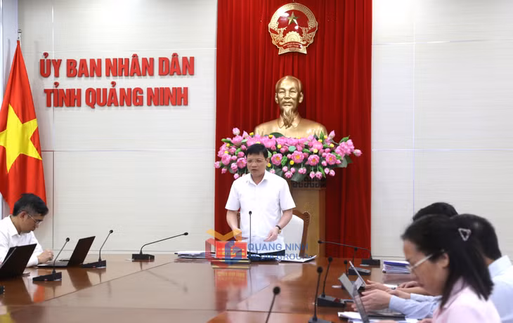 Đồng chí Nghiêm Xuân Cường, Phó Chủ tịch UBND tỉnh phát biểu tham luận tại cuộc họp.