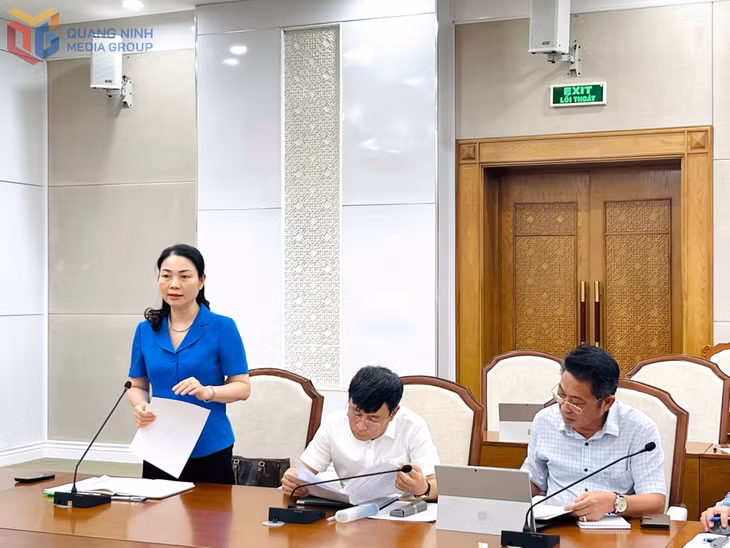 Lãnh đạo Sở Giáo dục và Đào tạo báo cáo tại cuộc họp.