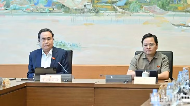 Chủ tịch Quốc hội Trần Thanh Mẫn tham gia phiên thảo luận tổ. (Ảnh: THỦY NGUYÊN)