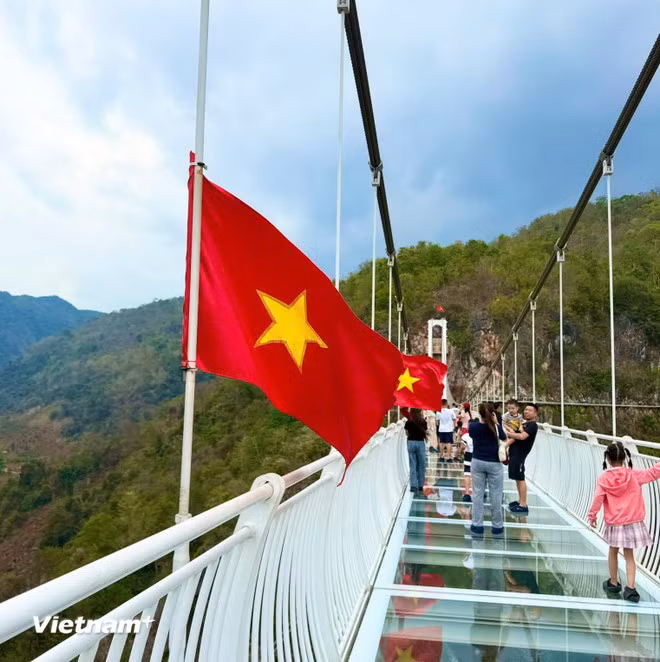 Cầu đã được thử nghiệm với tải trọng lớn để đảm bảo an toàn tuyệt đối cho khách tham quan. (Vietnam+)