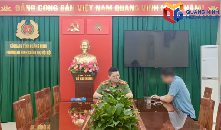 Cơ quan Công an làm việc với trường hợp vi phạm.