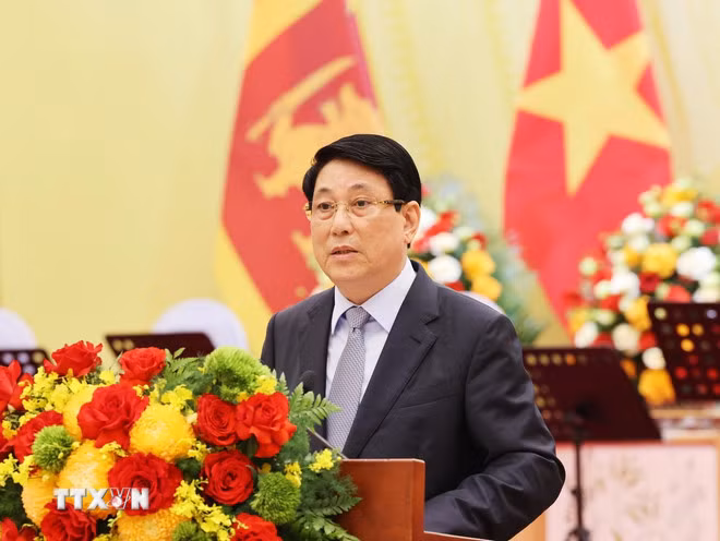 Chủ tịch nước Lương Cường phát biểu chào mừng. (Ảnh: Lâm Khánh/TTXVN)