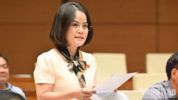 Đại biểu Nguyễn Hoàng Bảo Trân phát biểu. (Ảnh: BÙI GIANG)