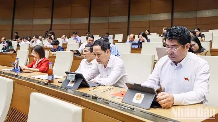 Các đại biểu Quốc hội làm việc tại hội trường. (Ảnh: DUY LINH)