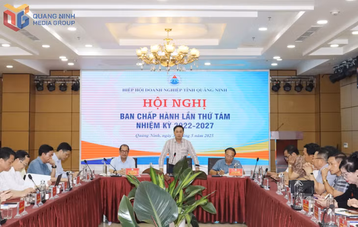 Lãnh đạo Hiệp hội doanh nghiệp tỉnh phát biểu tại hội nghị.
