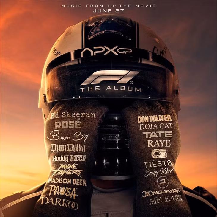 Rosé góp mặt trong dàn nghệ sĩ của album nhạc phim “F1“. Ảnh: poster F1