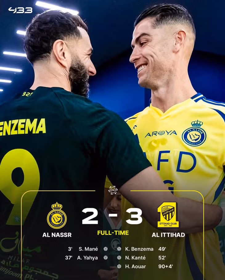 Benzema che mờ Ronaldo trong ngày tái ngộ đồng đội cũ tại Real Madrid - Ảnh: 433