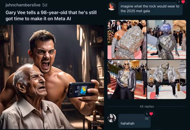 Những bài đăng mang tính giải trí. Ảnh: Meta AI.