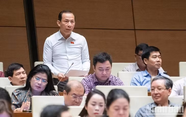 Đại biểu Võ Mạnh Sơn (đoàn Thanh Hóa) phát biểu. (Ảnh: DUY LINH)