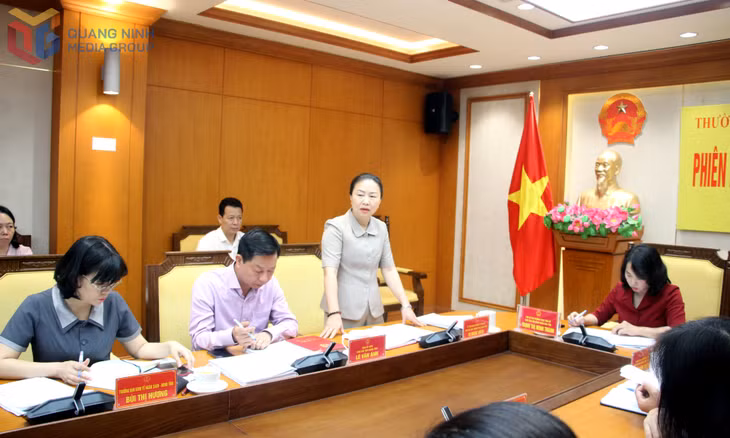 Đồng chí Vi Ngọc Bích, Phó Chủ tịch Thường trực HĐND tỉnh, phát biểu tại hội nghị.