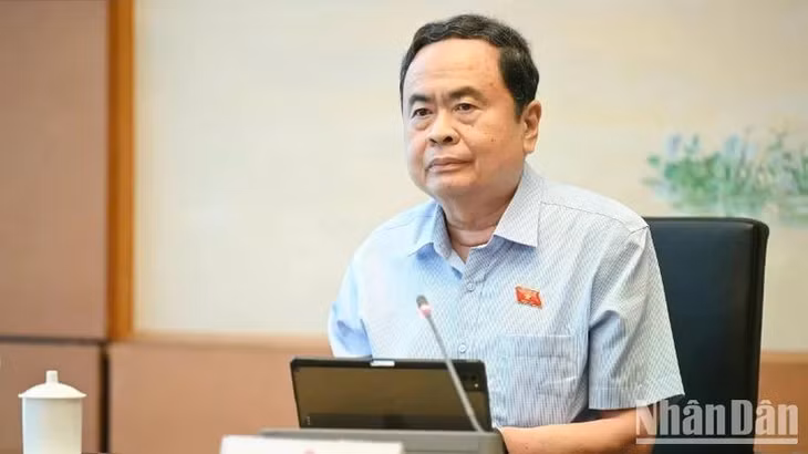 Chủ tịch Quốc hội Trần Thanh Mẫn phát biểu tại phiên thảo luận. Ảnh: DUY LINH
