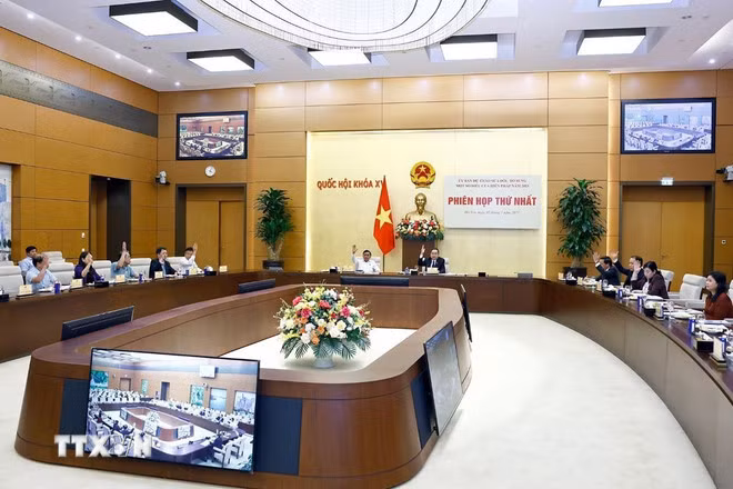 Đại biểu biểu quyết thông qua các văn bản. (Ảnh: Doãn Tấn/TTXVN)