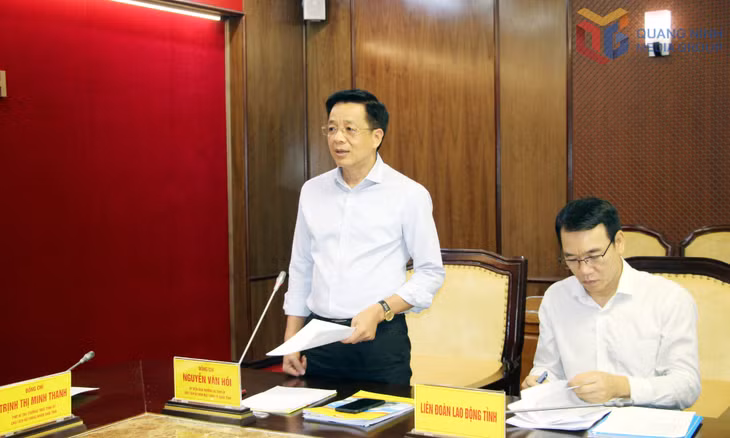 Đồng chí Nguyễn Văn Hồi, Chủ tịch Ủy ban MTTQ tỉnh, phát biểu tại buổi làm việc.