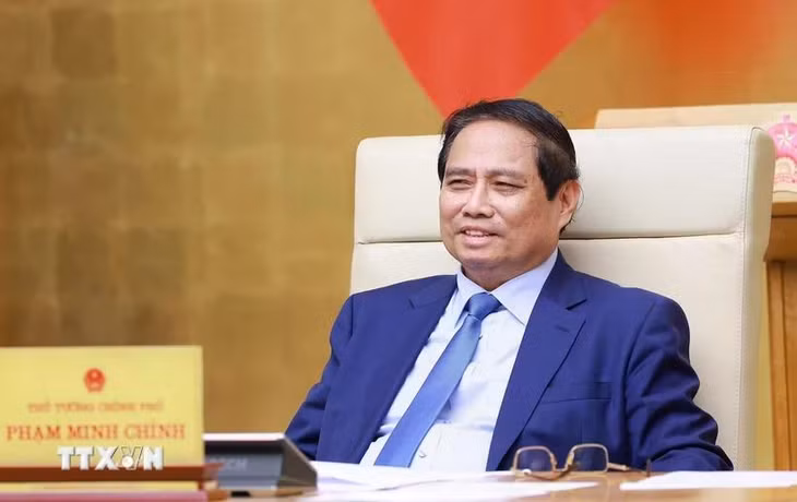 Thủ tướng Phạm Minh Chính chủ trì Phiên họp Chính phủ về tình hình phân cấp, phân quyền. (Ảnh: Dương Giang/TTXVN)