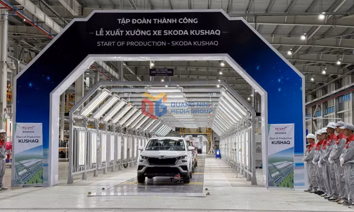 Lễ xuất xưởng xe Skoda Kushaq tại Nhà máy ô tô Thành Công Việt Hưng, ngày 26/3/2025. 