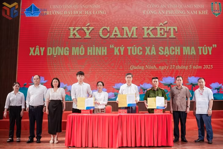 Trường Đại học Hạ Long xây dựng mô hình “Ký túc xá sạch ma tuý” từ tháng 5/2025. Ảnh: Công an phường Nam Khê (TP Uông Bí)