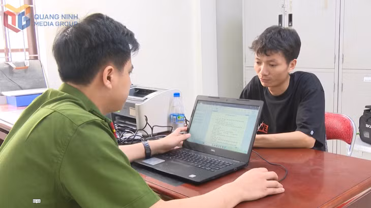 Đối tượng Vũ Văn Hải tại cơ quan Công an.