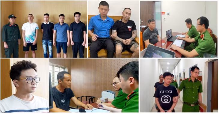 Các đối tượng liên quan đến đường dây khí cười bị bắt giữ. Ảnh: Công an Thanh Hóa