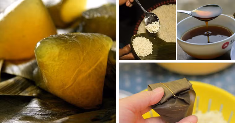 Bánh gio chấm với mật mía Hải Hà