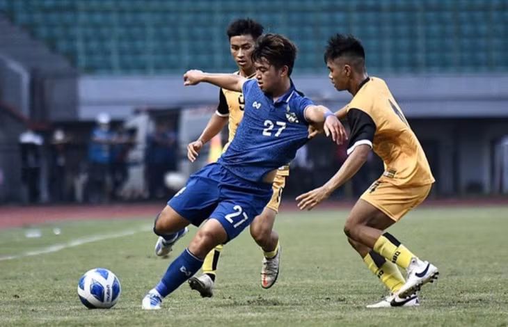 Việc chỉ thắng được Brunei 2-0, U19 Thái Lan bất lợi trong việc so sánh hiệu số bàn thắng bại. Ảnh: AFF