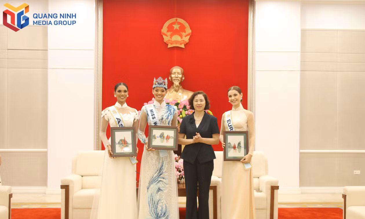 Phó Chủ tịch UBND thành phố Vũ Thị Mai Anh tiếp Top 3 Miss World 2026