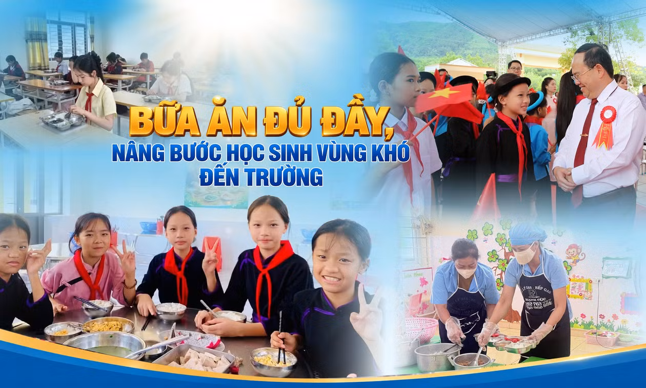 Bữa ăn đủ đầy, nâng bước học sinh vùng khó đến trường