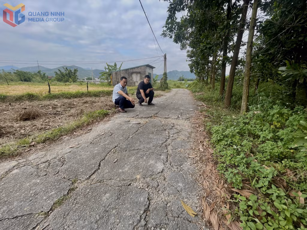 Chính quyền phường Mông Dương kiểm tra tuyến đường tại xóm Vườn Gai, khu Đoàn Kết.