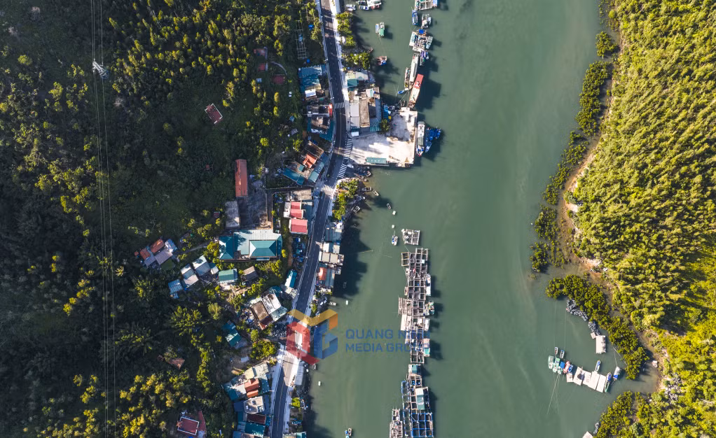 Khu neo đậu tránh bão được bao bọc bởi núi non, là nơi các tàu thuyền trú ẩn an toàn sau những chuyến khơi xa.