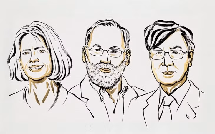 Ba nhà khoa học giành giải Nobel Y sinh 2025 - Ảnh: NOBEL PRIZE